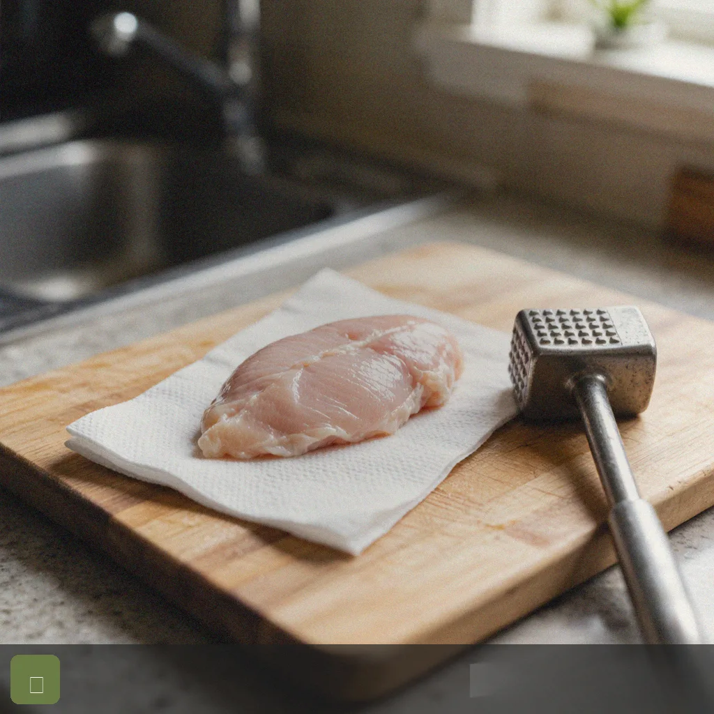 Air fryer 15 minute dinner step 1: pat dry chicken breast