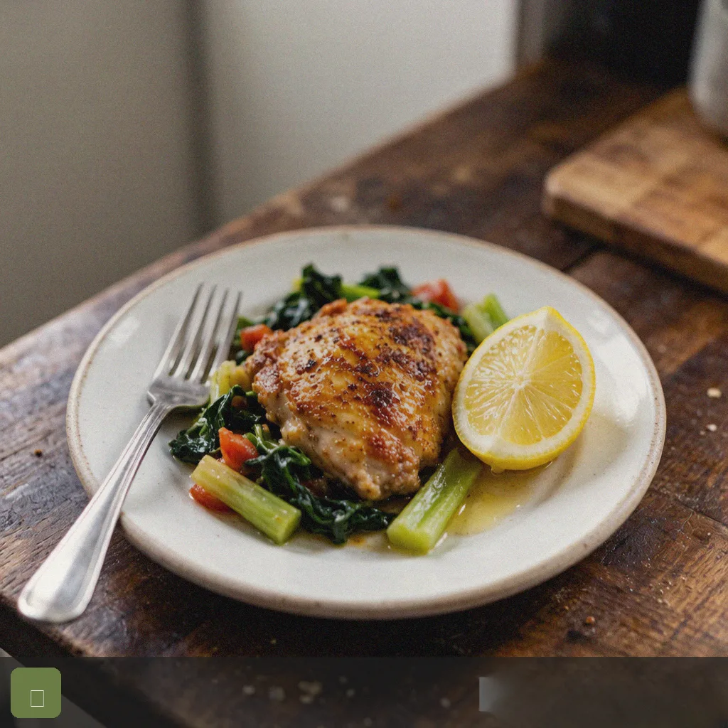 Air fryer 15 minute dinner step 5: finished plate with lemon squeeze