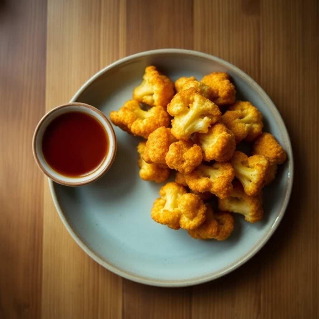 Plated cauliflower bites