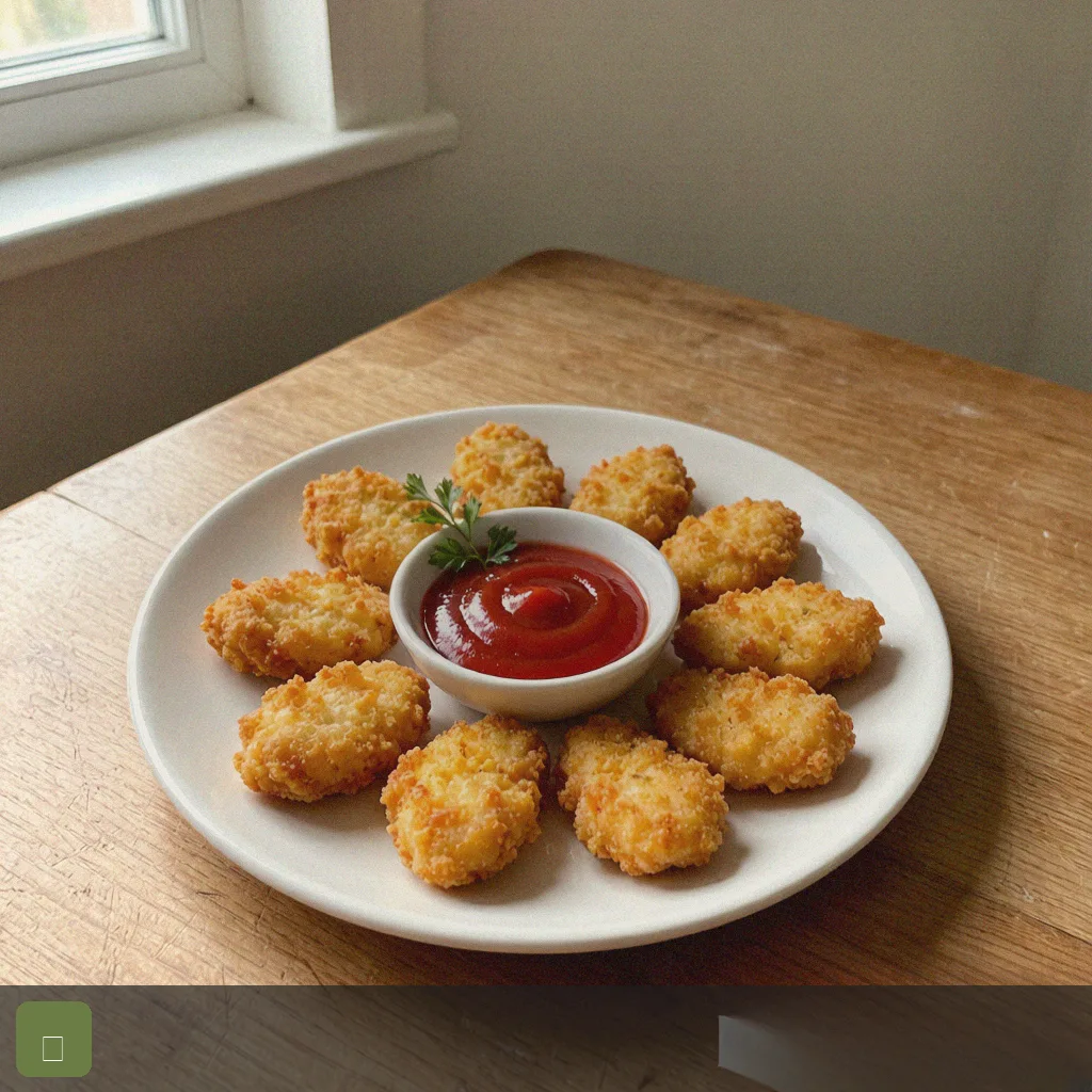 Air fryer chicken nuggets step 5: golden nuggets with dip