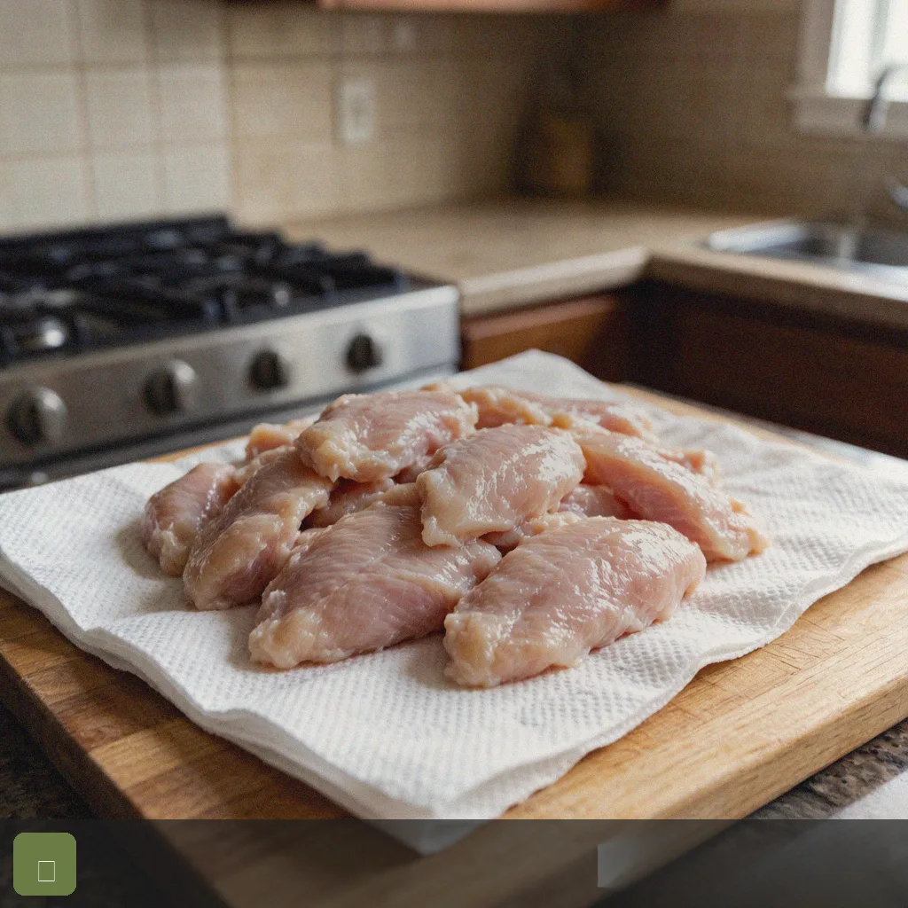 Air fryer chicken tenders step 1: pat dry chicken tenders