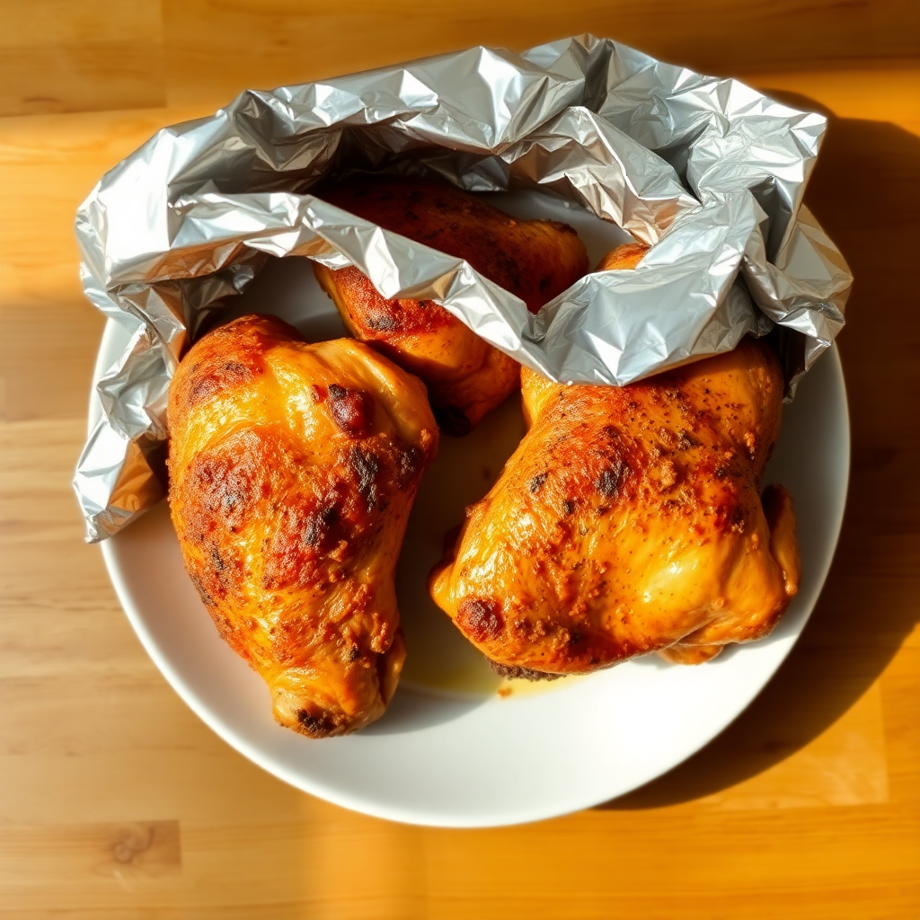 Air fryer chicken thighs step 5: rested chicken thigh sliced open, showing crispy golden skin and juicy interior Sliced chicken thigh