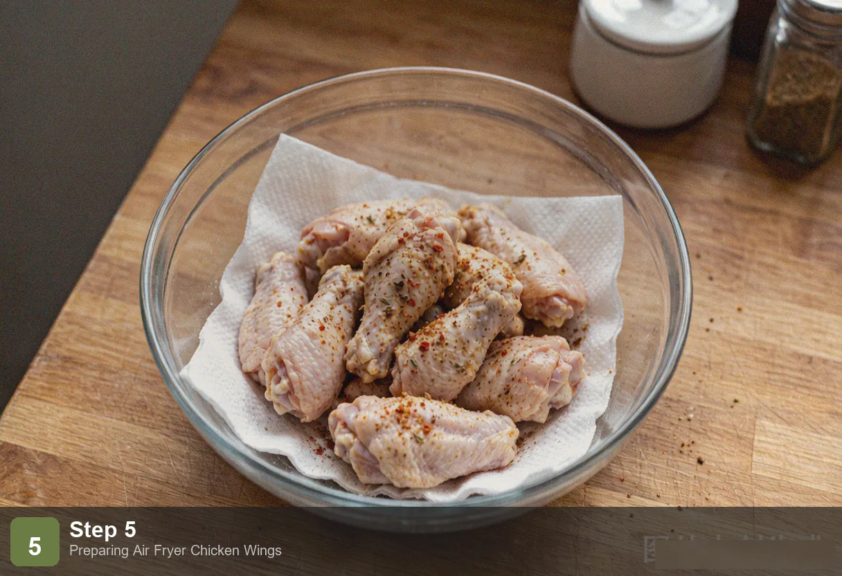 Air fryer chicken wings step 5: crispy buffalo wings piled on a plate with celery sticks and ranch dressing Air fryer chicken wings step 5: crispy buffalo wings piled on a plate with celery sticks and ranch dressing