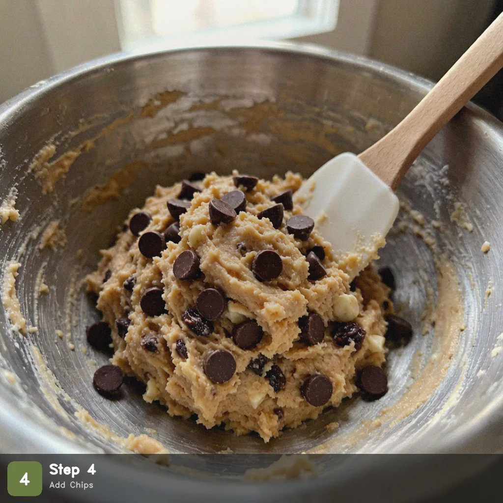 Air fryer cookies step 4: fold in chocolate chips