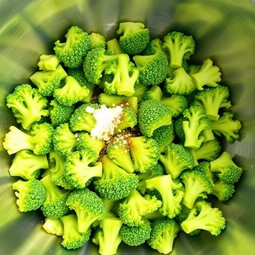 Frozen broccoli in bowl