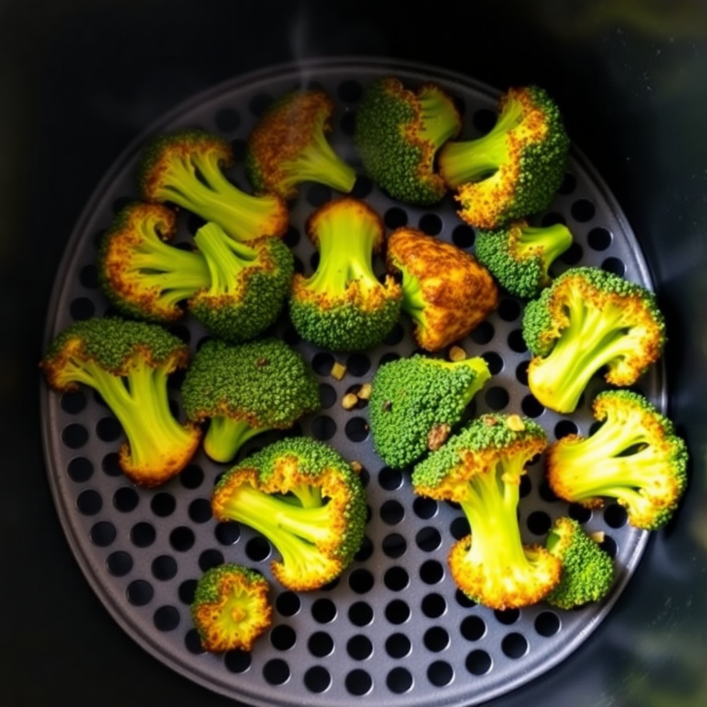 Broccoli cooking golden