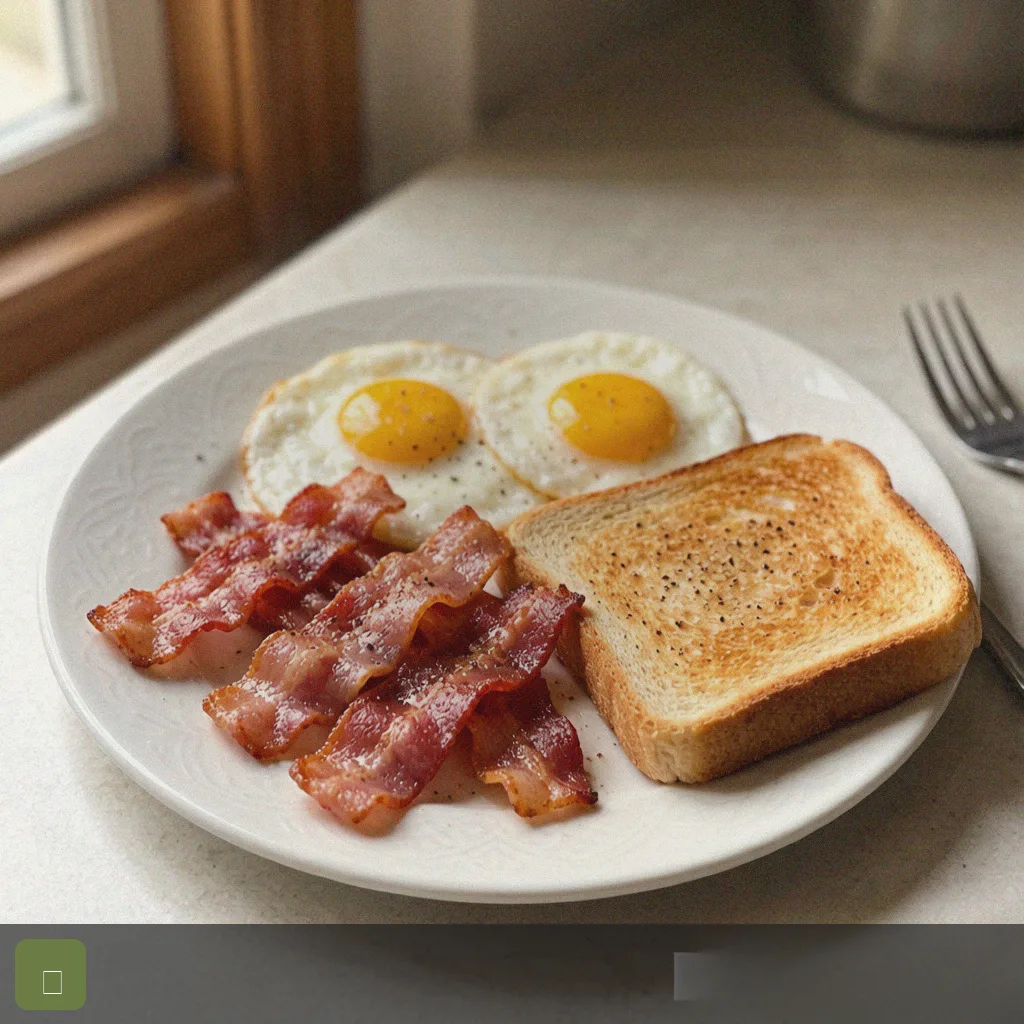 Air fryer quick breakfast step 5: plated bacon egg toast