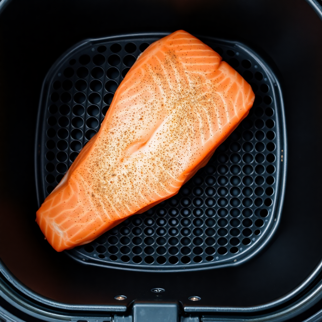 Salmon in air fryer basket