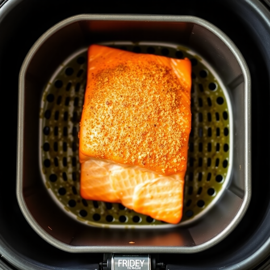 Salmon cooking in air fryer