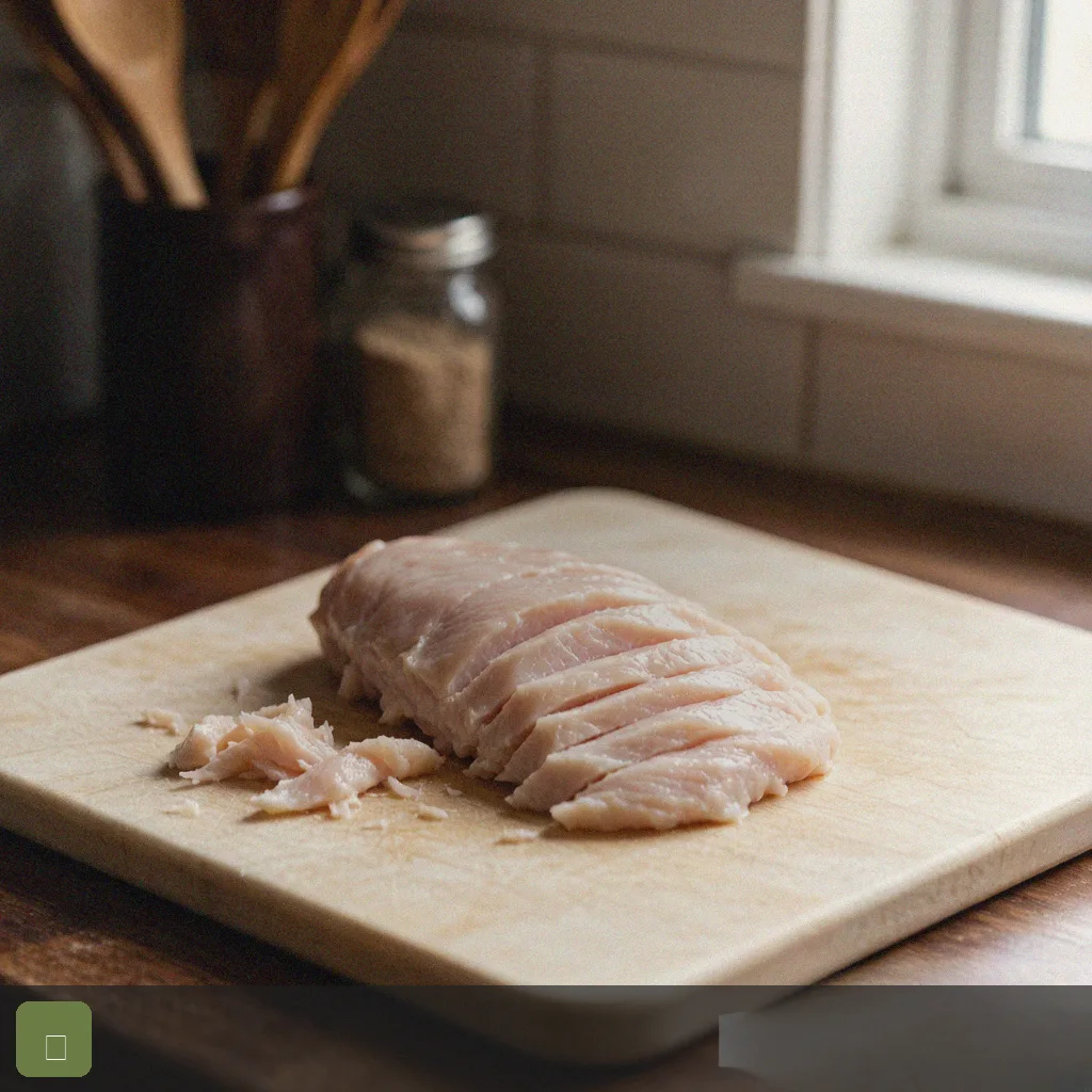 Air fryer weeknight dinner step 1: slice chicken breast