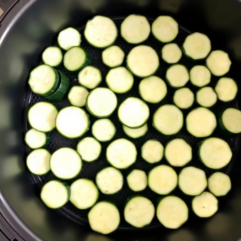 Zucchini chips cooking golden