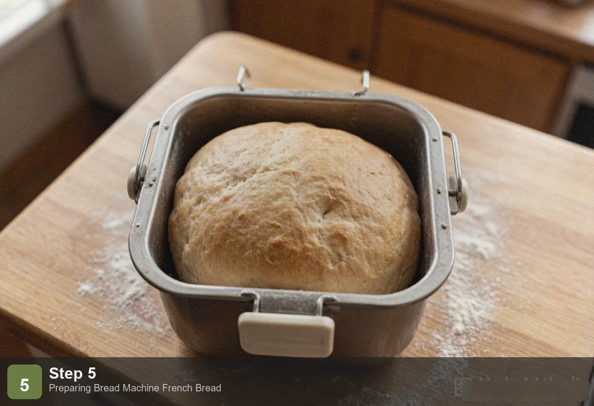 Bread machine french bread step 5: finished loaf on a wire cooling rack, golden crusty exterior, steam visible Bread machine french bread step 5: finished loaf on a wire cooling rack, golden crusty exterior, steam visible