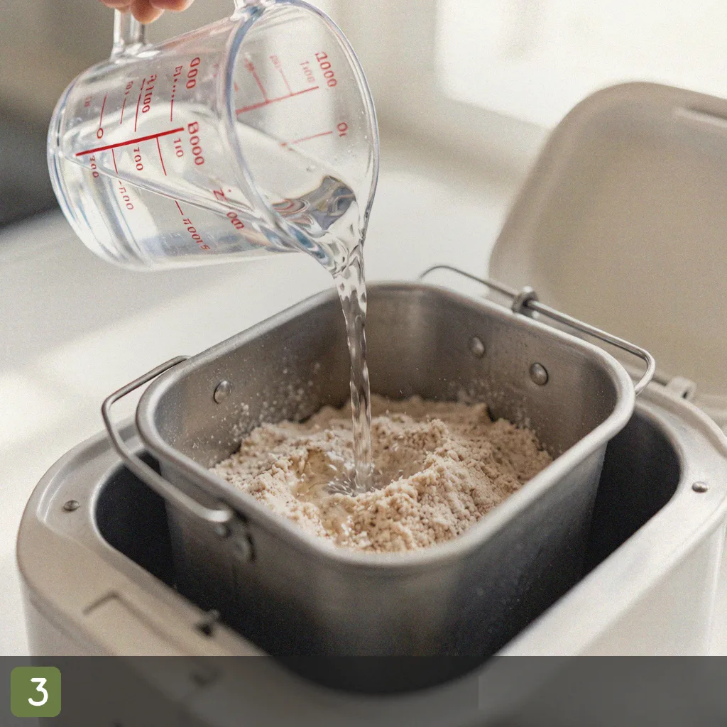 bread machine gluten free bread step 3: pour warm milk egg and butter