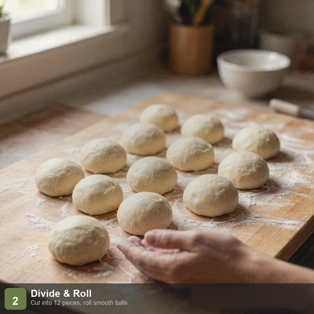 Bread machine low sodium dinner rolls step 2: dough divided into 12 equal balls, each rolled smooth on floured board