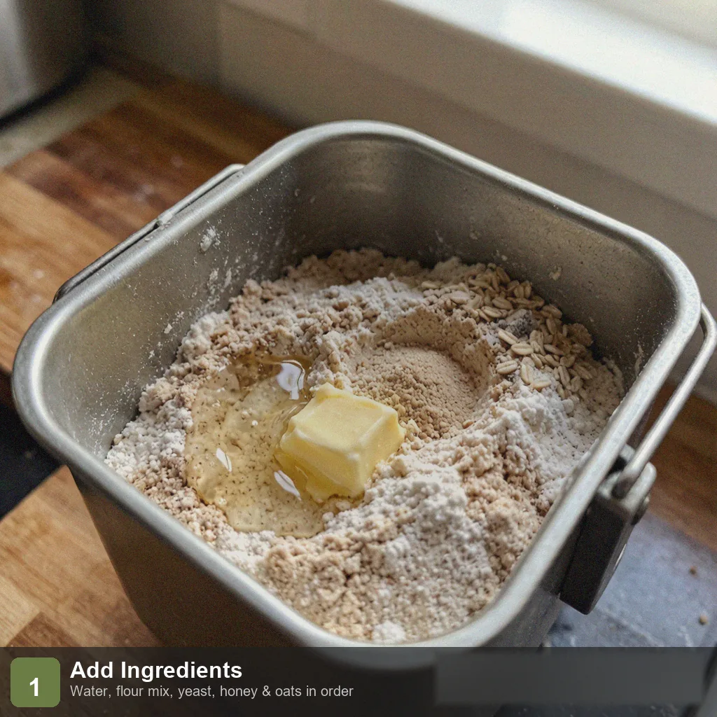 Bread machine low sodium whole wheat bread step 1: whole wheat and bread flour, water, honey, yeast added to the pan in order, no salt