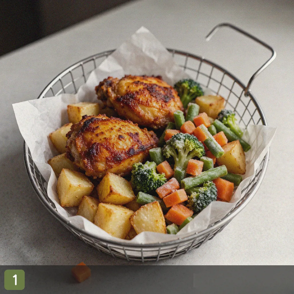 Cheap air fryer recipes step 1: cube chicken and potatoes