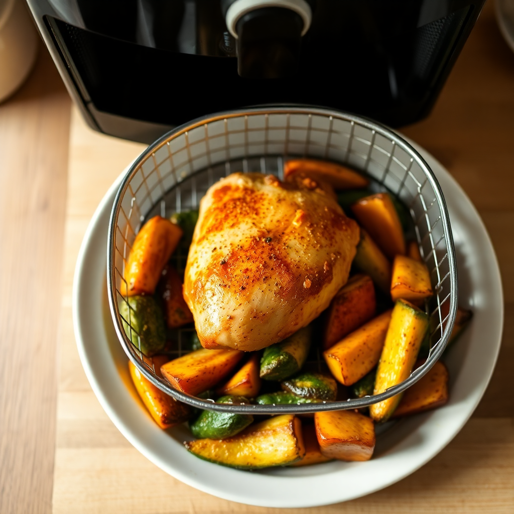 Protein and vegetables cooking together