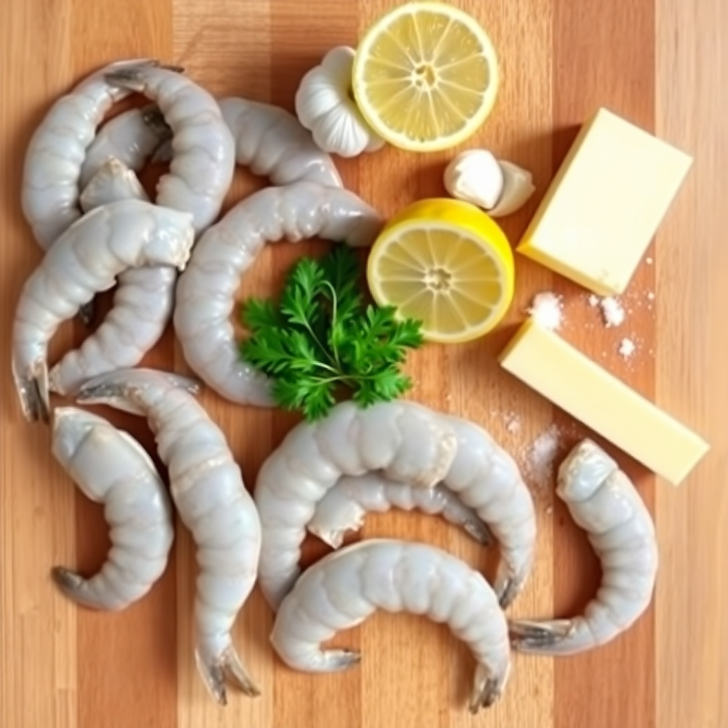Raw shrimp patted dry on paper towels