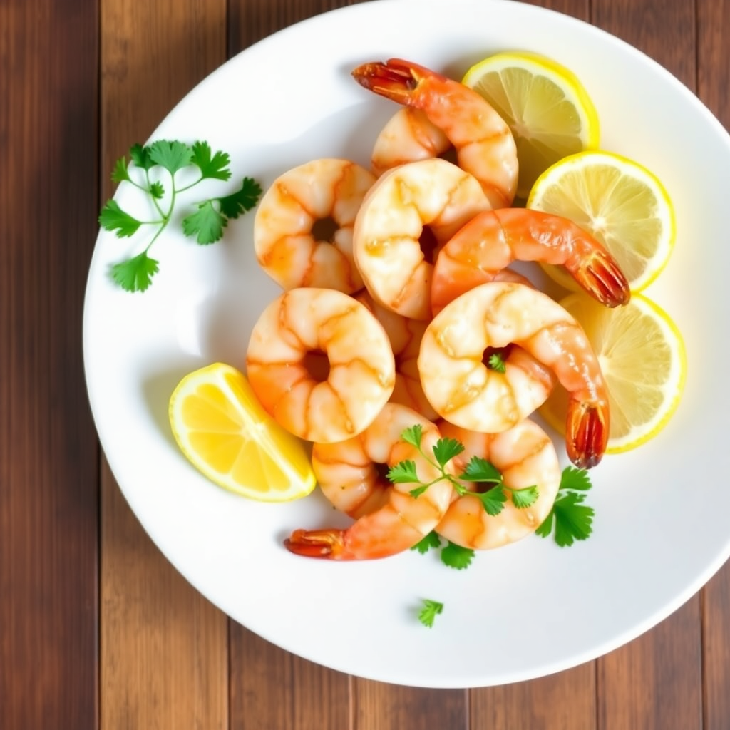 Finished garlic butter shrimp plated