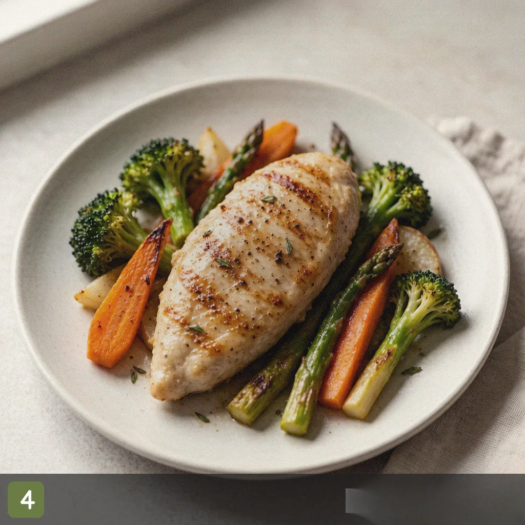 Healthy air fryer recipes step 4: chicken and veg in basket