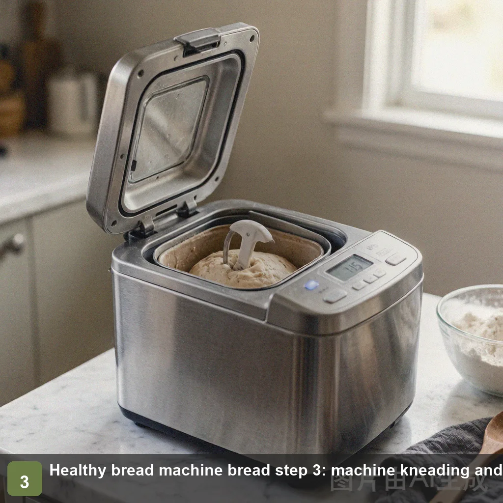 Healthy bread machine bread step 3: machine kneading and proofing dough automatically Healthy bread machine bread step 3: machine kneading and proofing dough automatically