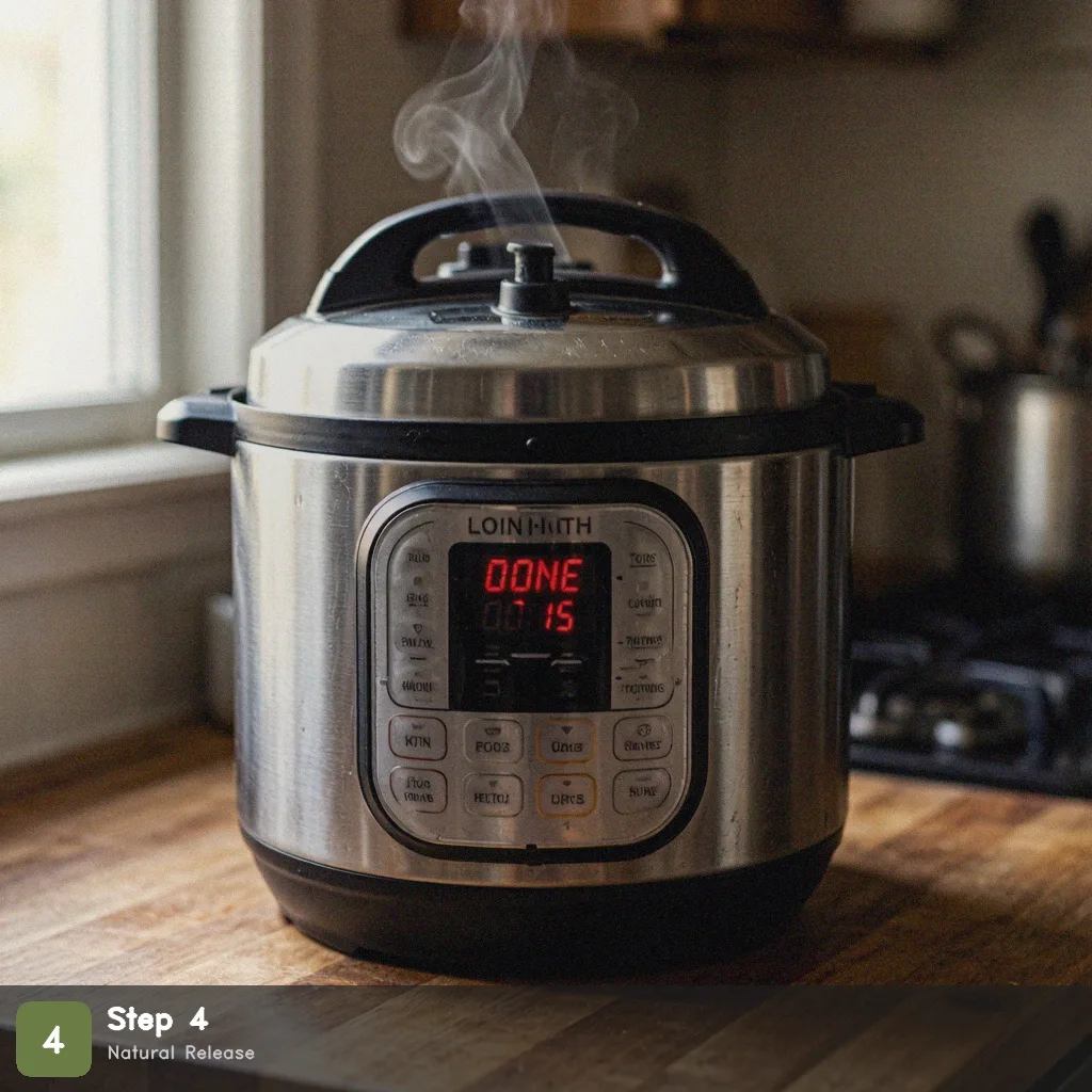 Instant pot chicken breast step 4: natural pressure release