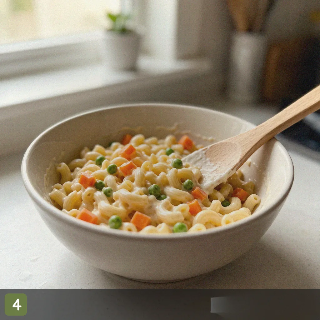 Kid friendly quick dinner step 4: toss pasta with sauce