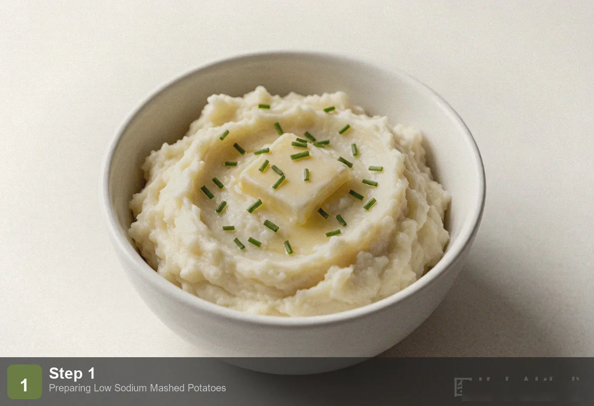 Low sodium mashed potatoes step 1: whole garlic head roasted in foil with olive oil, golden and soft Low sodium mashed potatoes step 1: whole garlic head roasted in foil with olive oil, golden and soft