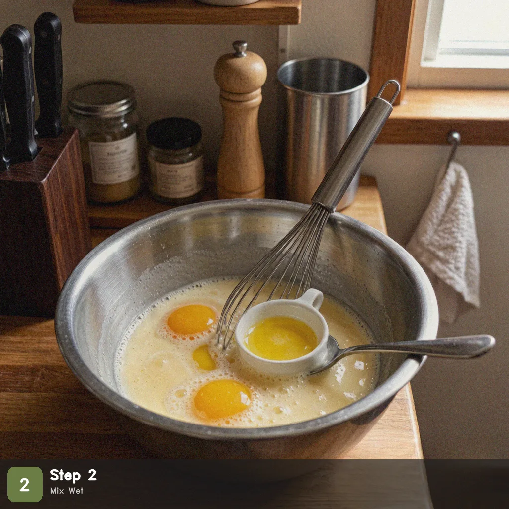 Low sodium pancakes step 2: mix wet ingredients