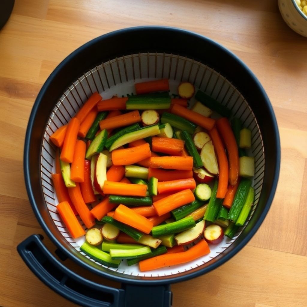 Low sodium vegetable soup step 2: diced onion and minced garlic sautéing in olive oil in a large pot, turning translucent and fragrant