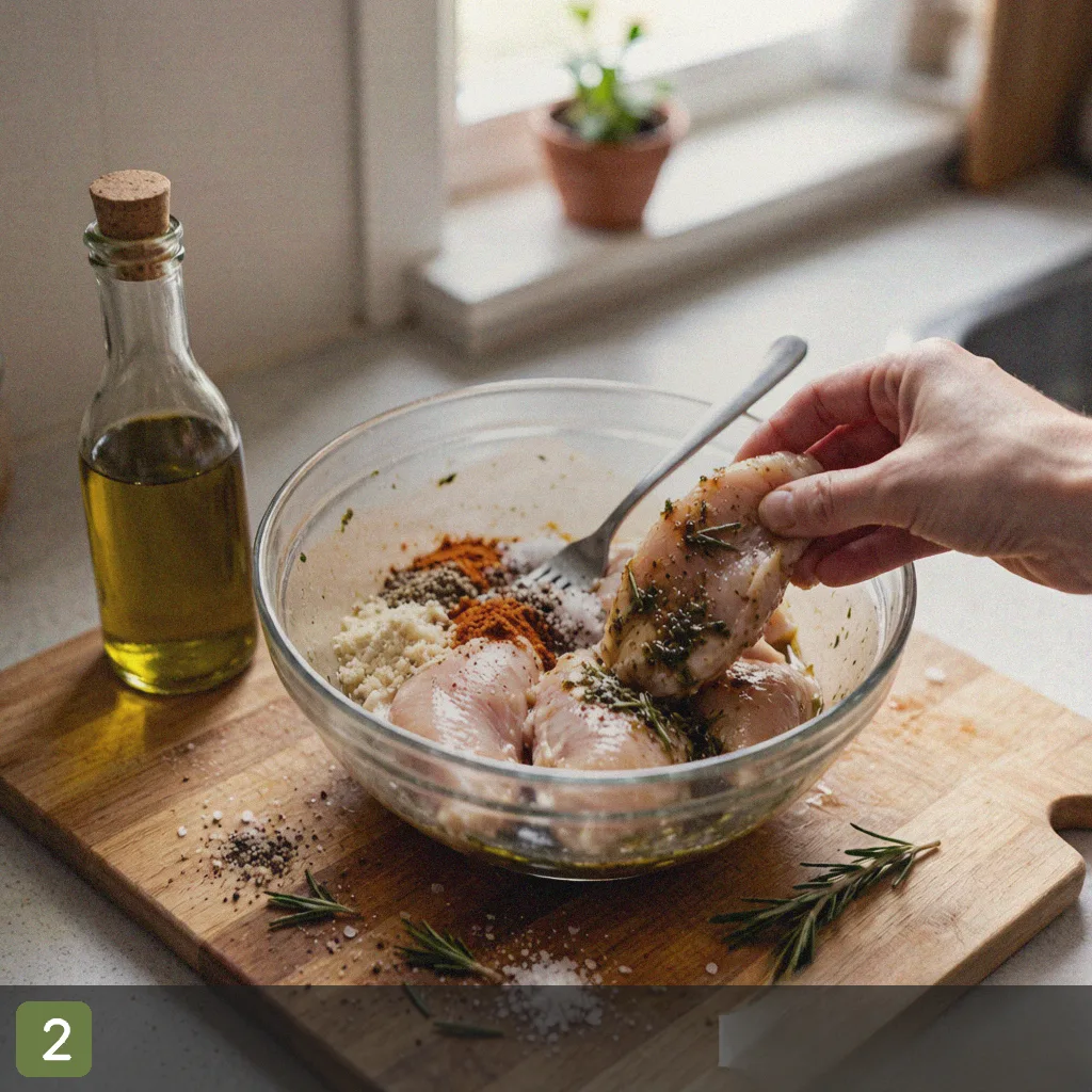 Sheet pan meal prep step 2: mix seasoning for chicken