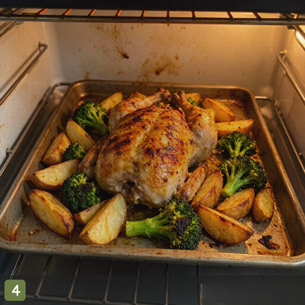 Sheet pan meal prep step 4: roast in oven